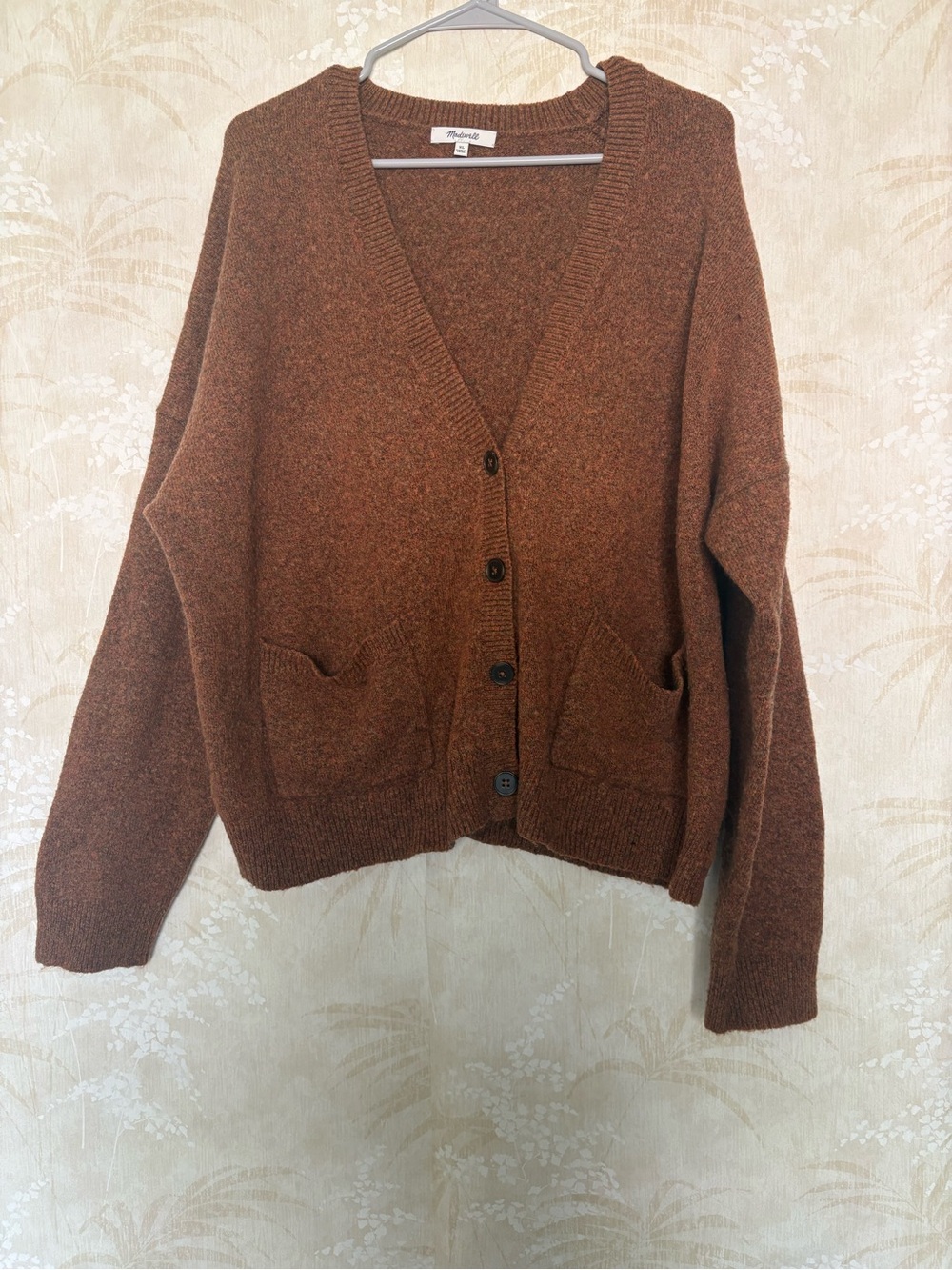Madewell Rustic Brown Button-Up V-Neck Cardigan